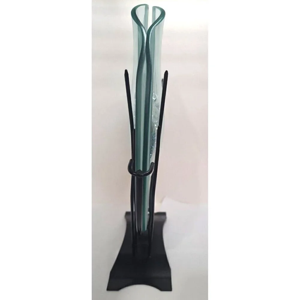 Glass Flower Vase for Artificial Flowers Only or Glass Marbles with Metal Stand